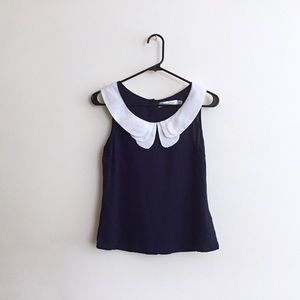ModCloth Retro Bike Ride Sleeveless Top in Navy